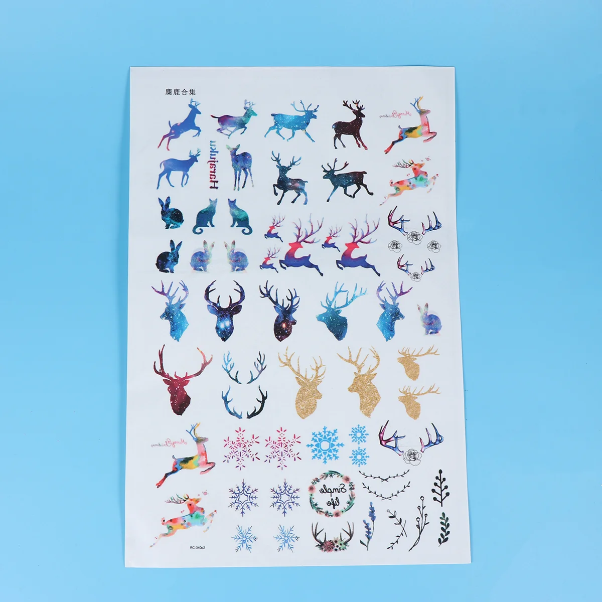 

1 Sheet Christmas Stickers Elk Antlers Cartoon Decorative Stickers for Party