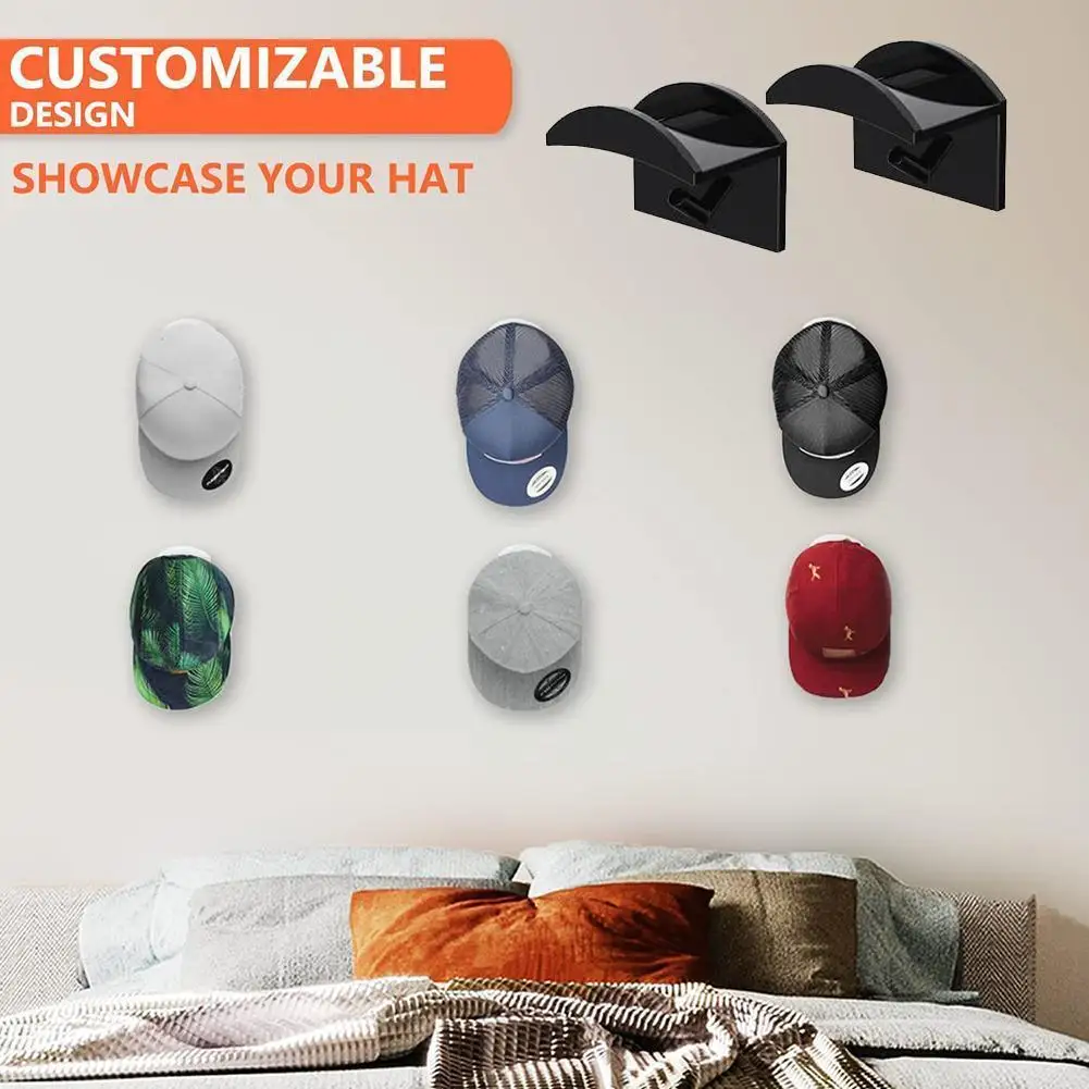 

10pcs Sticky Wall Mount Hook Holder For Baseball Cap Casual Hat Storage Box No Drilling Paste Portable Door Closet Hanger H S2l3