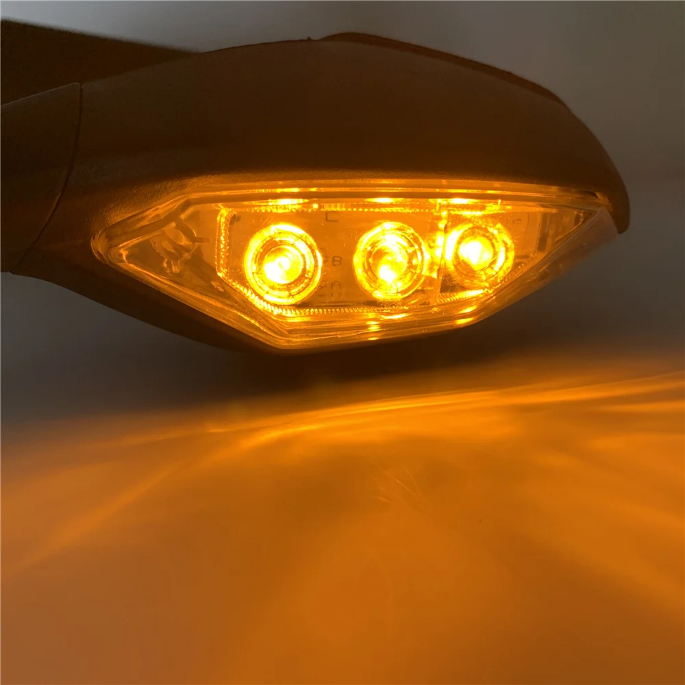 Черное зеркало заднего вида для мотоцикла светодиодный указатель поворота чехол