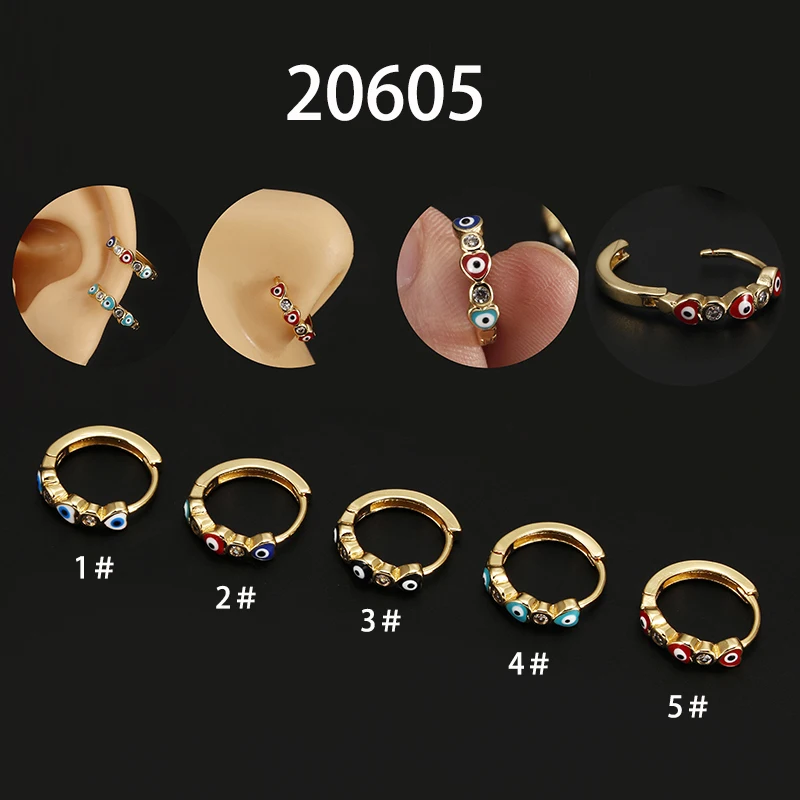 1PC Fashion Gold Color Blue Evil Eye Hoop Earrings Top Quality AAA Zircon Eye Earrings for Women Korean Fashion Jewelry