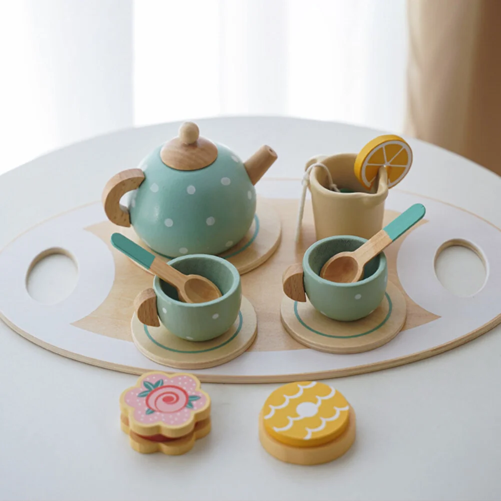 

Cup Pretend Play Toy Dinette Set Set Simulate Teaware Mini House Props Wooden Child Preschool