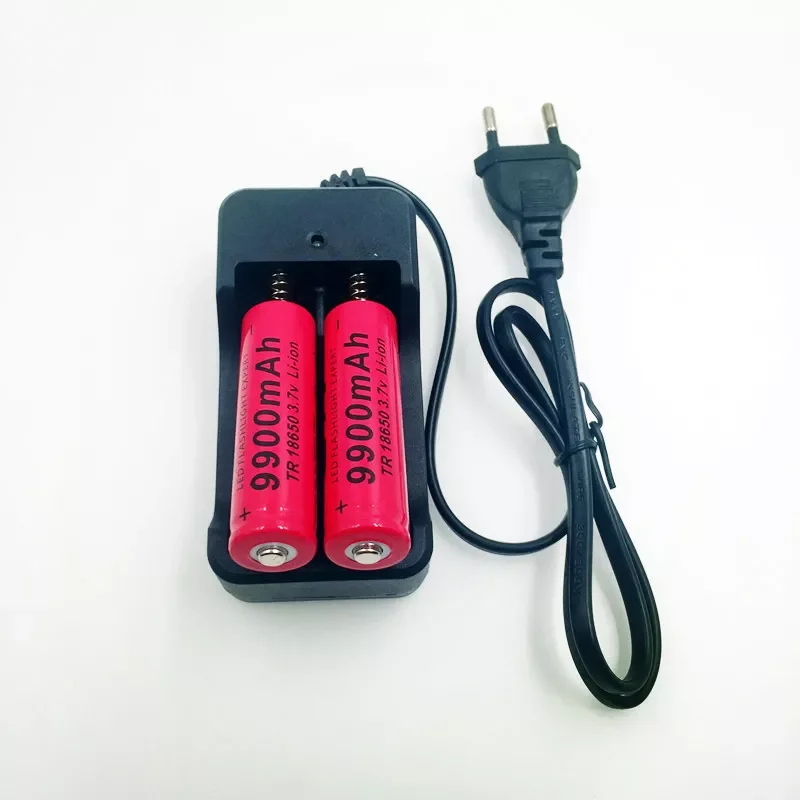 

18650 battery 3.7V 9900mAh rechargeable battery with charger for Led flashlight toy battery Free shipping