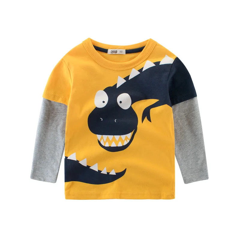 2023 Children's Clothing Autumn New Boys' T-shirt Wholesale Cartoon Dinosaur Kids Tops Tees Long Sleeve Bottoming Shirt for Boy images - 6