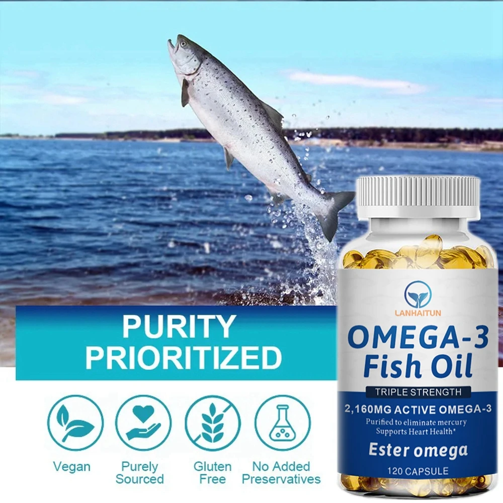 

LANHAITUN Fish Oil Omega 3 EPA&DHA 2160mg Immune & Heart Supporting Fatty Acids, Promotes Immunity Joints,Eyes,Brain&Skin Health