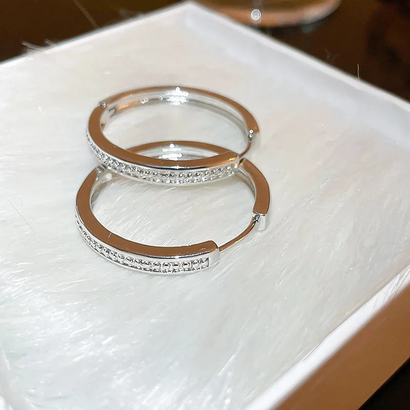 Huitan Серебряные Металлические Серьги-кольца Большие Круглые Женские Модные