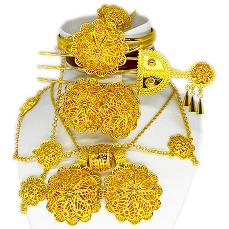 Индийские ожерелья эфиопские ювелирные изделия для женщин золотые Дубаи хабеша