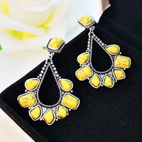 turquoise earrings big earrings for women water droplets cutout yellow blue white fashion jewelry party favors