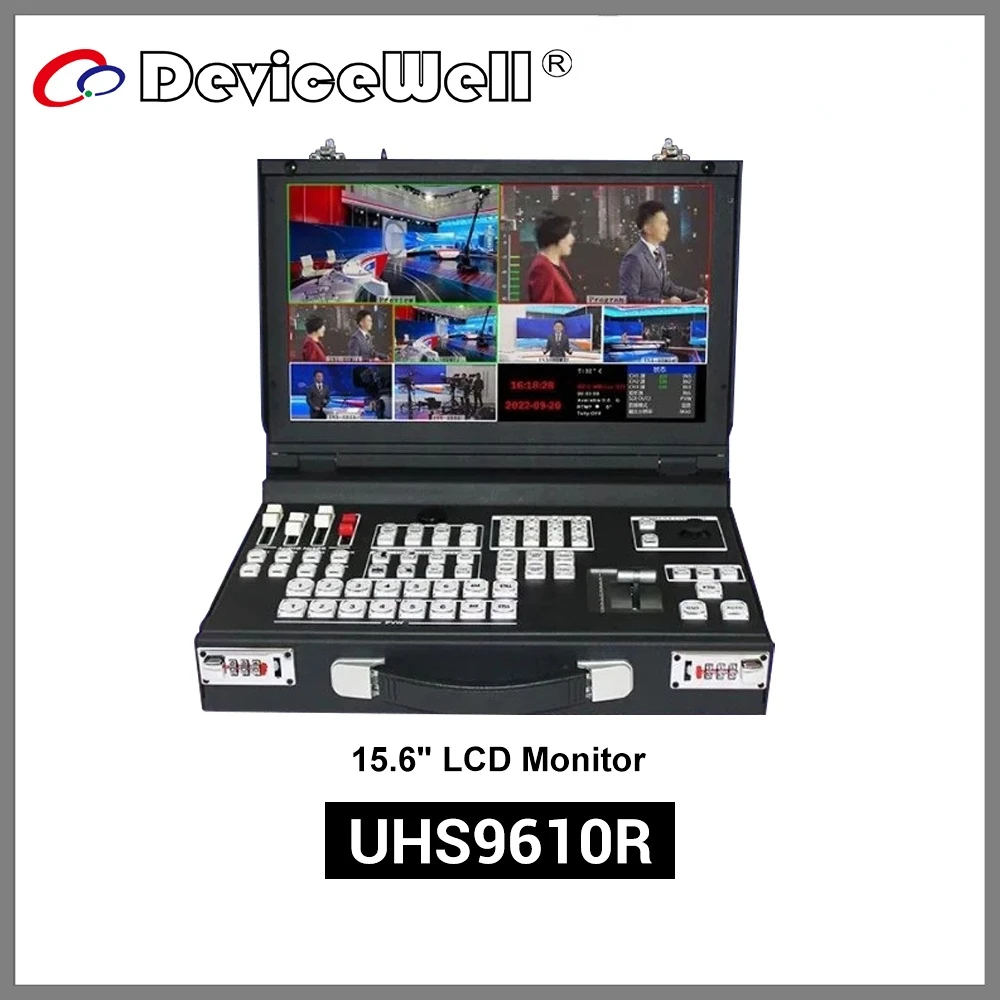 

DeviceWell UHS9610R 4K UHD Video Switcher Ultra HD 15.6LED Monitor Metal Crafsmanship Switchers For Broadcast Lamp;TV