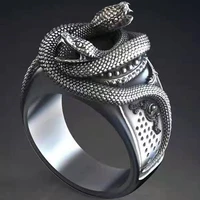 gothic cool antique silver color snake rings for men womens punk animal finger ring vintage party metal jewelry