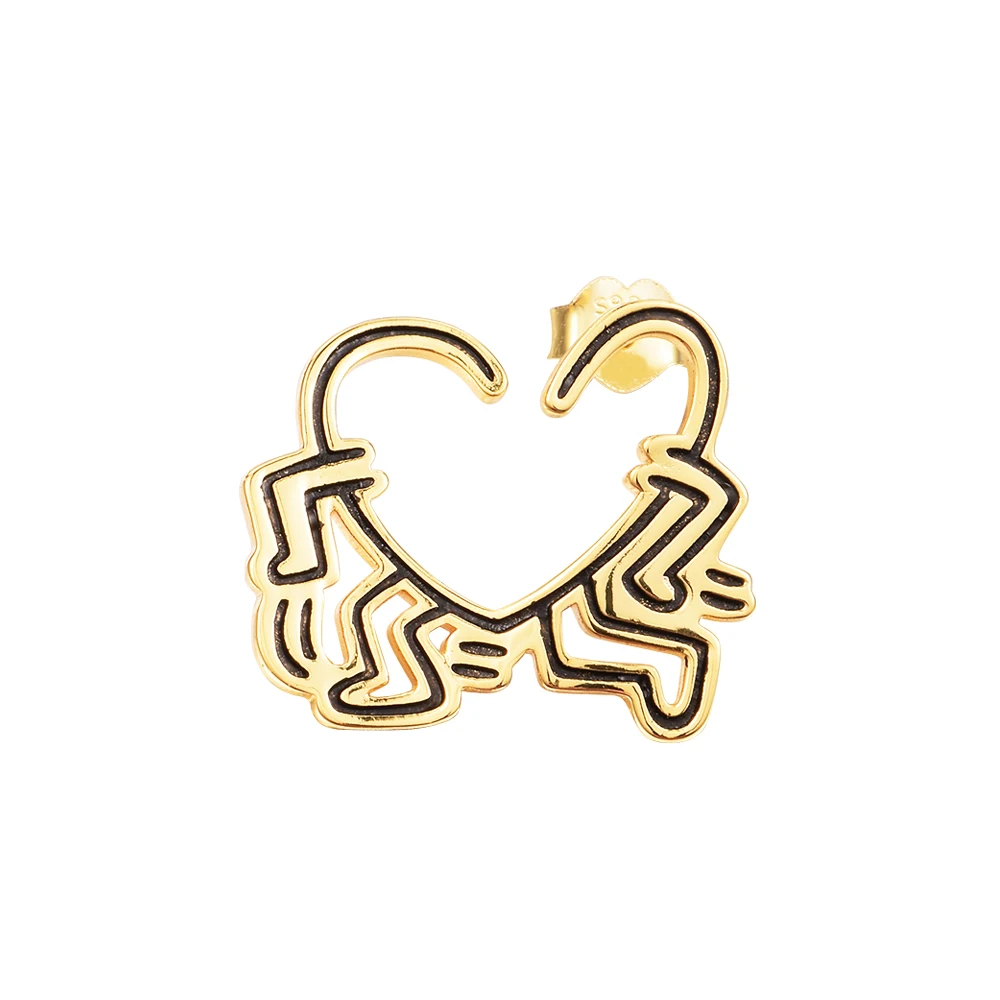 

Walking Heart Stud Earrings 100% 925 Sterling-Silver-Jewelry Free Shipping