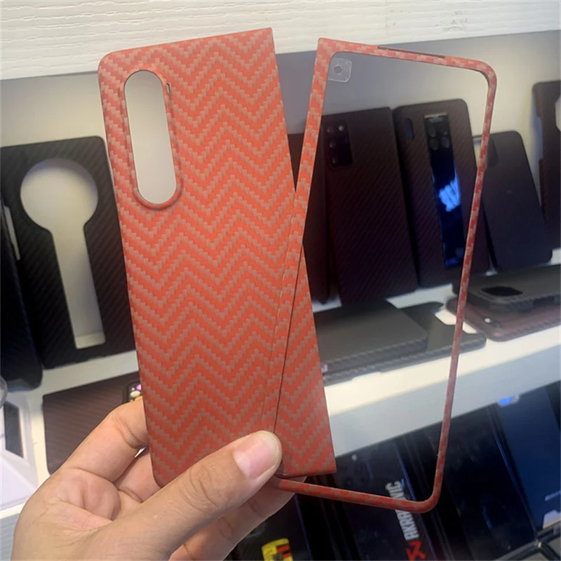 Really Carbon Fiber Case for Samsung Galaxy Z Fold3 Carbon Fiber Case Aramid Fiber Cover Galaxy Z Fold3 5G Ultra-thinPhoneCase