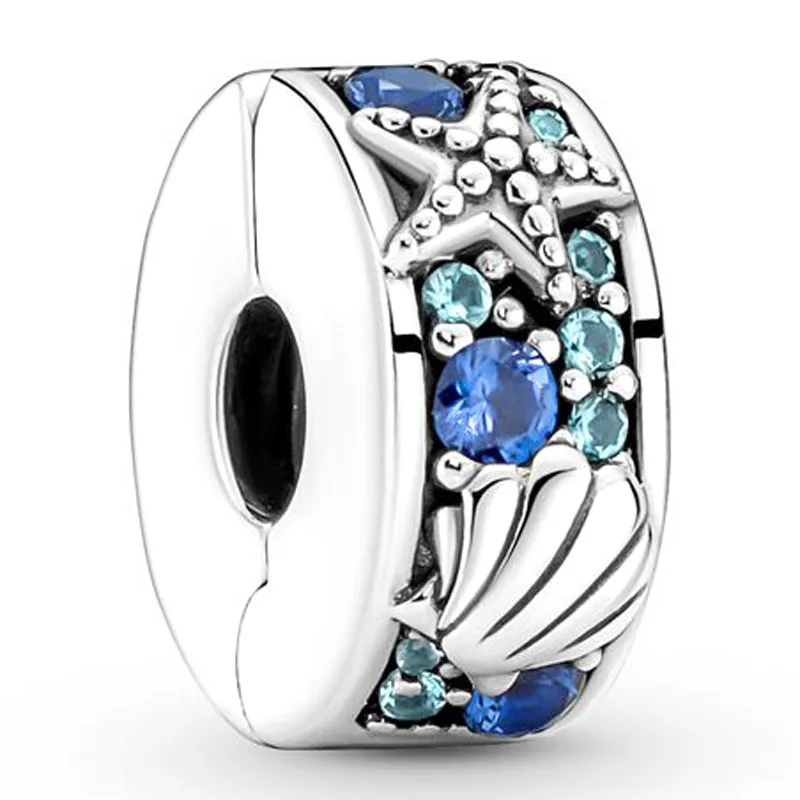 

Authentic 925 Sterling Silver Moments Tropical Starfish & Shell Clip Charm Bead Fit Pandora Bracelet & Necklace Jewelry