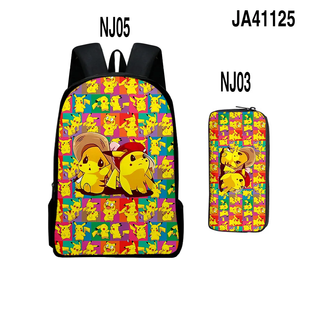 

3D New Pikachu Pokémon Pokemon Pokemon Pikachu Printing Sports Burden Reduction Children's Two-piece Schoolbag Pencil Backpack