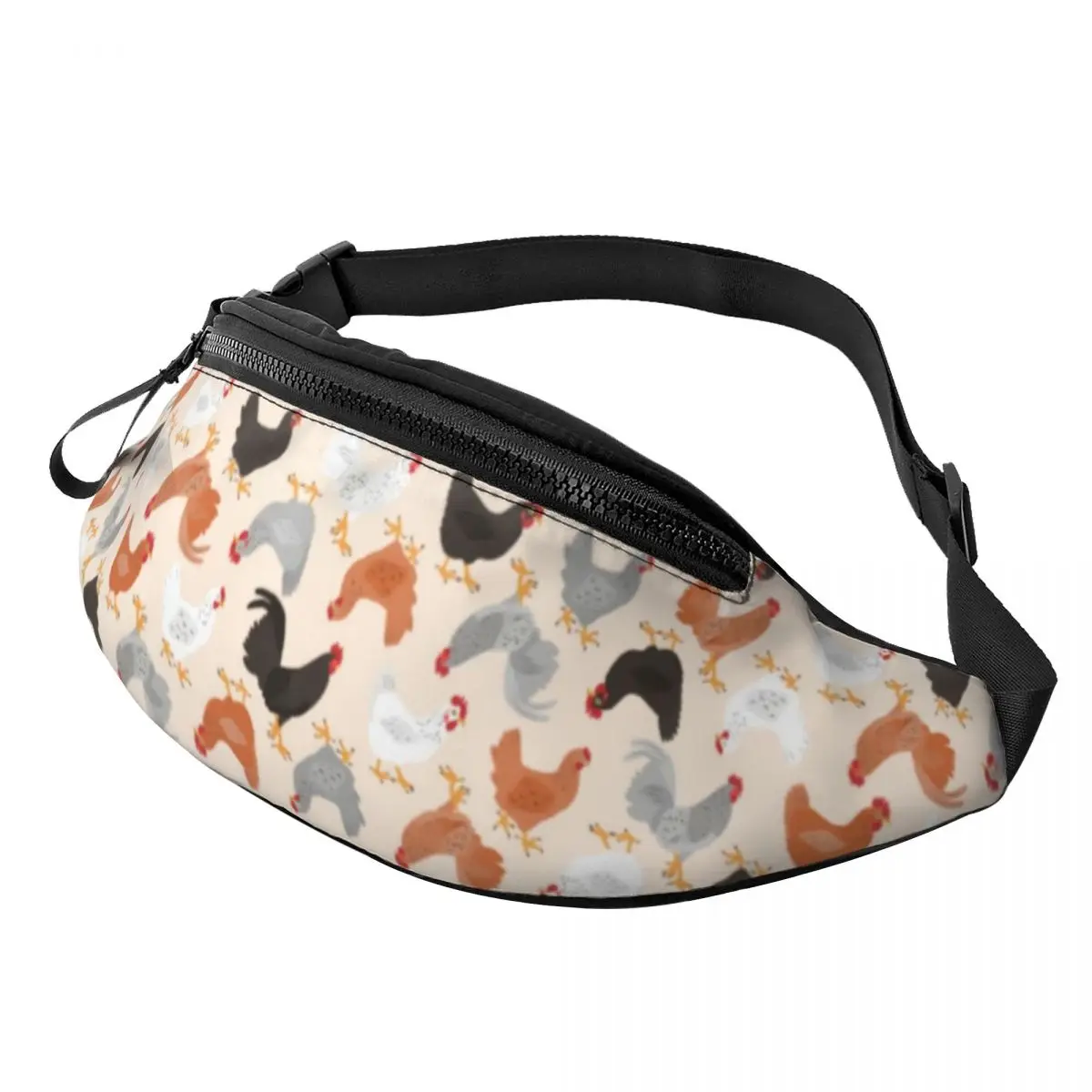 

Cute Chicken Waist Bag Farm Animals Print Pattern Polyester Waist Pack Climbing Fisherman Bag