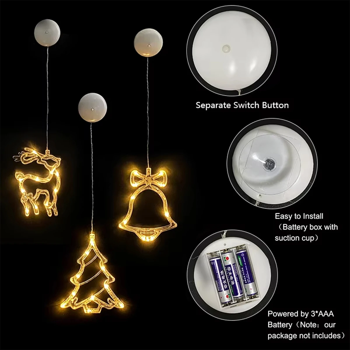Led Рождественские окна лампы батарейки с питанием Звездная елка Tabl Теплый