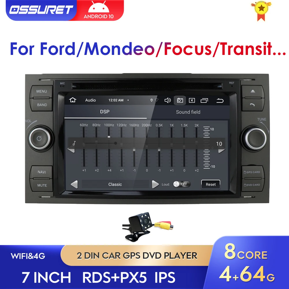 

4G+64G Car Multimedia Stereo Player Android For Ford Mondeo Focus Transit C-MAX Fiesta Connect Fusion Galaxy Kuga 2Din GPS Radio
