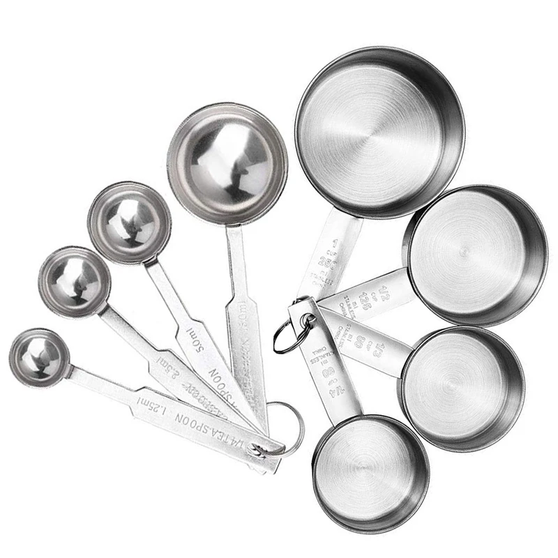 

8Pcs Measuring Cups Premium Stackable Kitchen Measuring Spoon Set Stainless Steel Measuring Cups And Spoons Set