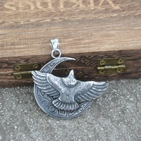 nostalgia never fade stainless steel wicca moon and viking raven pendant necklace wiccan suppliers dropshipping