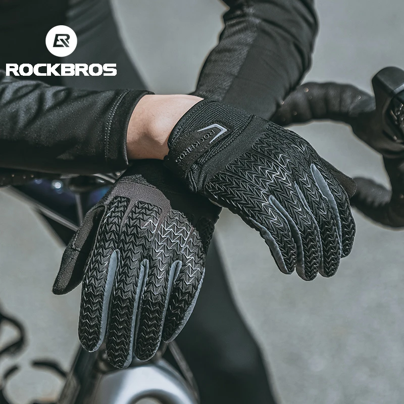 Ветрозащитные велосипедные перчатки ROCKBROS с сенсорным экраном для езды на горном