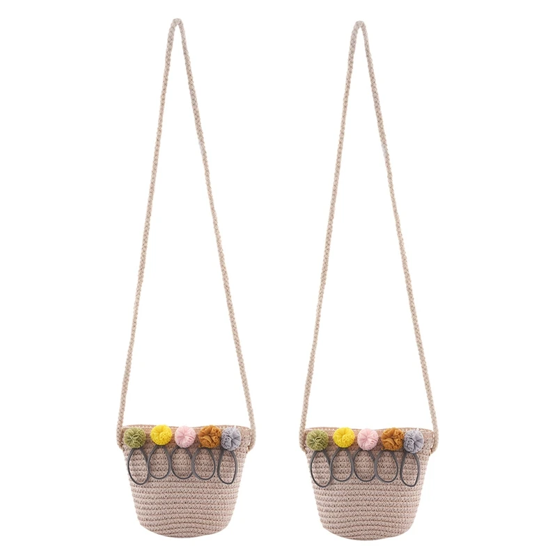 

2 шт., соломенная сумка через плечо из ротанга для девочек