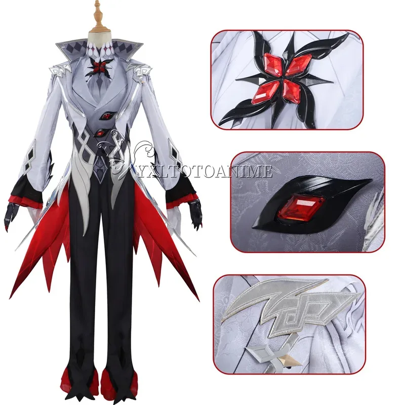 Фото Новая версия Harlequin Косплей Костюм Genshin Impact The Knave Uniform Eleven Fatui Harbingers Arlecchino Outfitx; 8 дюймов, №1