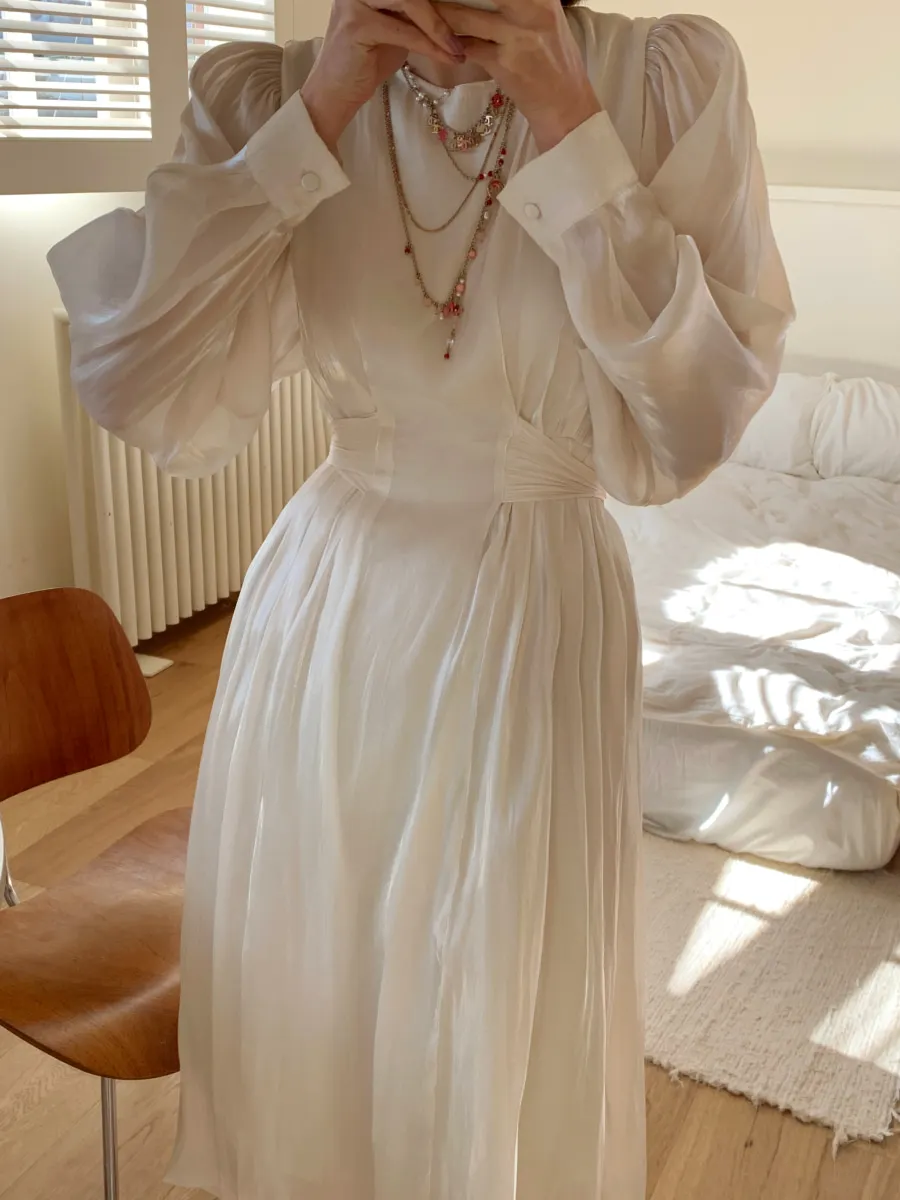 

Длинное глянцевое Платье F GIRLSChic, женская одежда, элегантное корейское Платье на шнуровке с зауженной талией, платья с длинным рукавом для же...