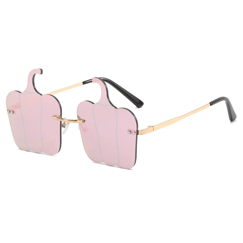 

2023 New Frameless Pumpkin Sunglasses Shaped Colorful Men's Glasses Fashion Nightclub Party Women's Decoration UV400