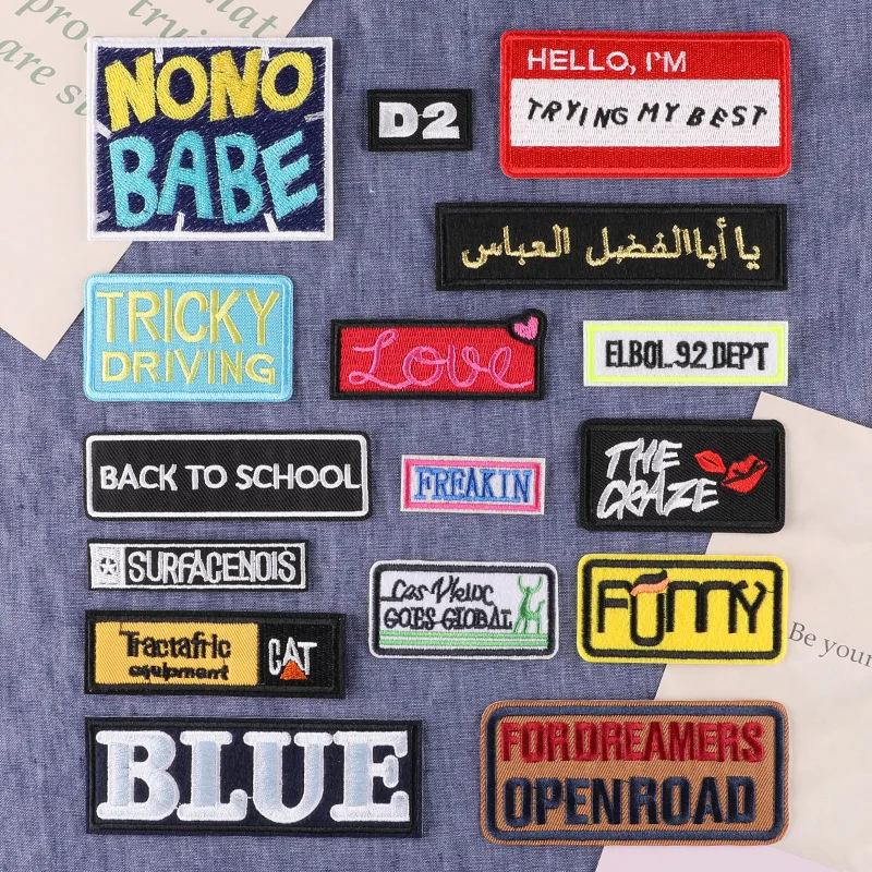 

English Letter Embroidery Patches on Clothes DIY Sticker Badge on Bag Jacket T-shirt Appliques for Clothing Iron on Patch Badges