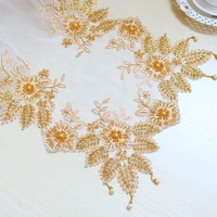 luxury gold thread embroidery hand beaded european tablecloth table mat villa home appliance furniture cover cloth decoration