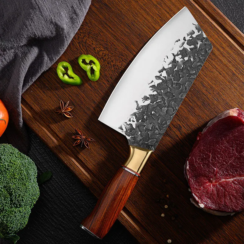 

8 Inch Stainless Steel Chopping Knife Hand Forged Meat Chopping Cleaver 7cr Slicing Knives Vegetables Cutter Chinese Knife