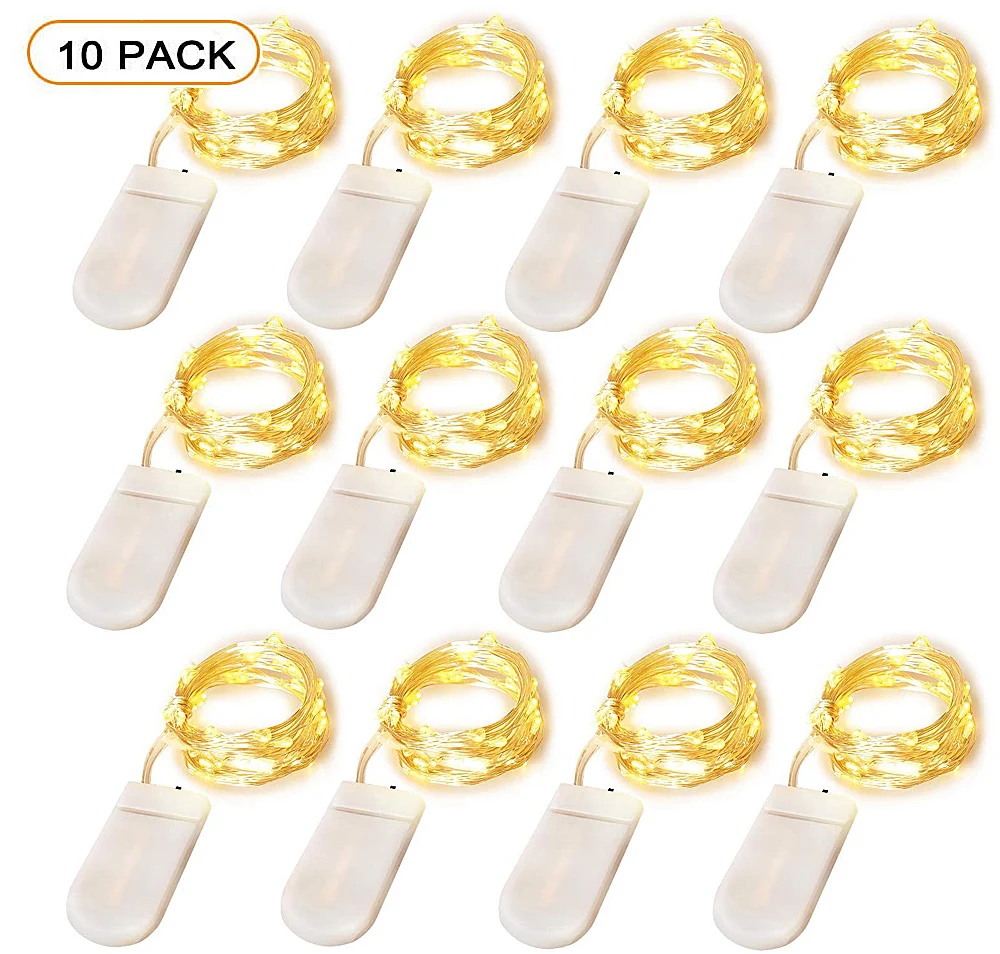 

10 pcs LED Fairy String Lights Battery Operated LED Copper Wire String Lights Outdoor Waterproof Bottle Light For Bedroom Decor