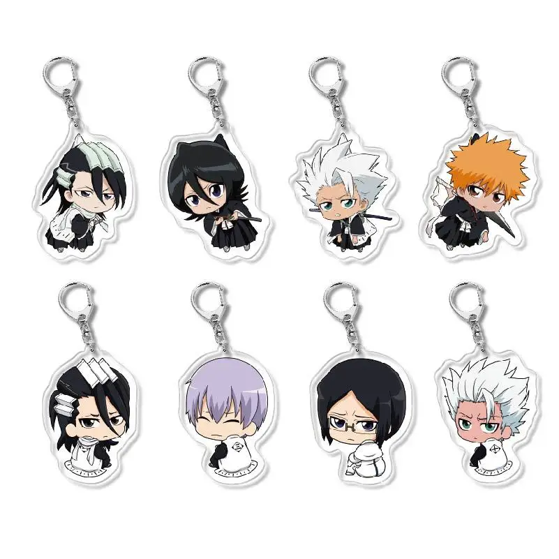 

BLEACH Anime Ichigo Kenpachi Rukia Grimmjow Byakuya Kyouraku Shinji Kon Mayuri Juushirou Shigekuni Acrylic Keychain Pendant