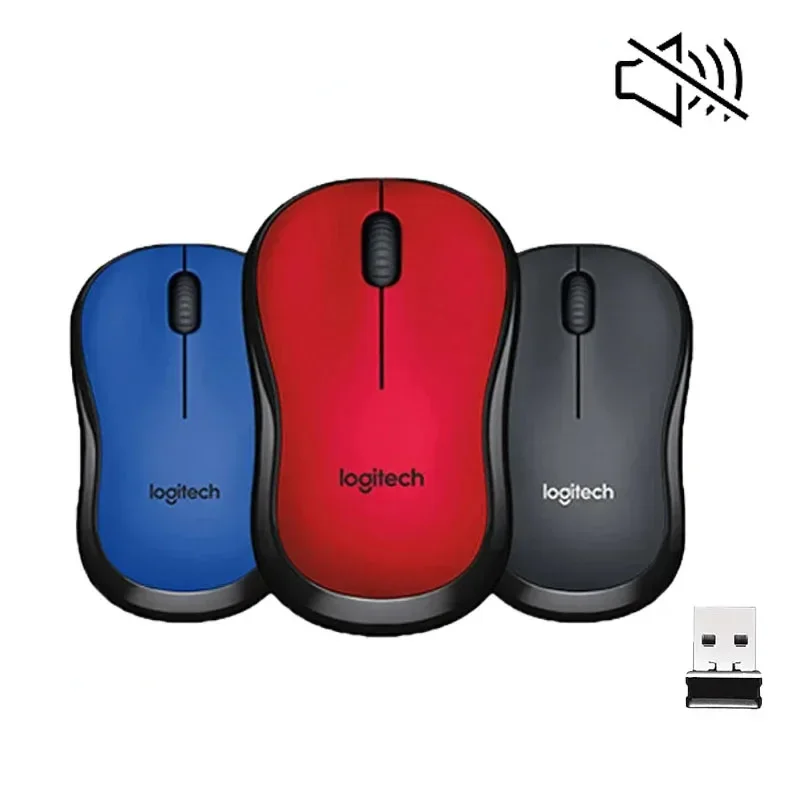 Фото Новая беспроводная мышь Logitech M220, бесшумная мышь 2,4G с USB-приемником, 1000 точек на дюйм, аксессуары для ноутбуков, игровая мышь для ПК, Mac, ноутбука №1
