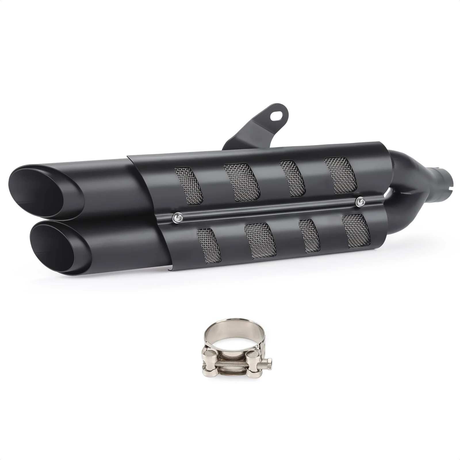 Фото Для мотоциклов Kawasaki Eliminator 450 500 2024-2025: Выхлопная труба-глушитель (слип-он) с теплозащитным кожухом, черный комплект №3