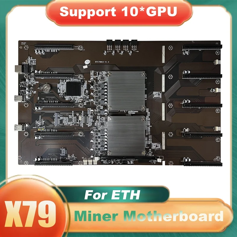 

X79 BTC Mining Motherboard 10XPCIE 8X GPU Slot LGA 2011 DDR3 MSATA SATA For ETH Miner Mining X79 M10 Motherboard