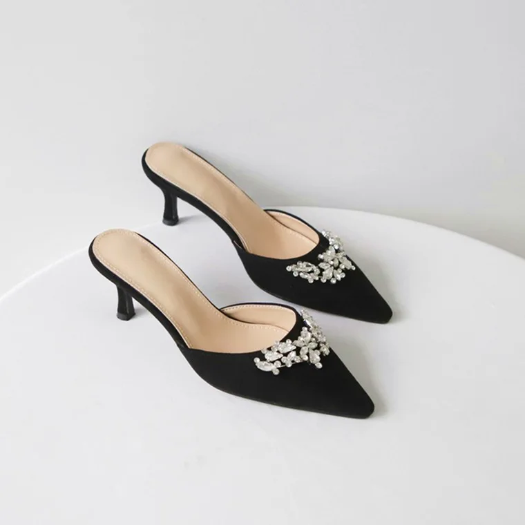 

Женская обувь, Новинка лета 2022, верхняя одежда, тапочки, женская модная замшевая Уличная обувь, полутапочки на высоком каблуке-шпильке