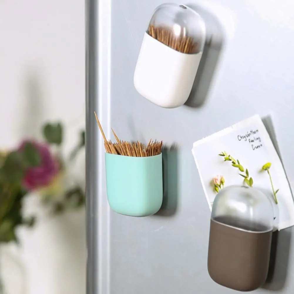 

Magnetic Refrigerator Toothpick Holder Container Household Table Toothpick Storage Box Toothpick Dispenser With Magnet 1piece