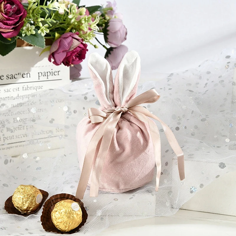 

HOT SALE 5 Pcs Candy Gift Bags Bunny Ear, Rabbit Snack Party Bags For Easter Party Handbag Storage Mothers Day Presents