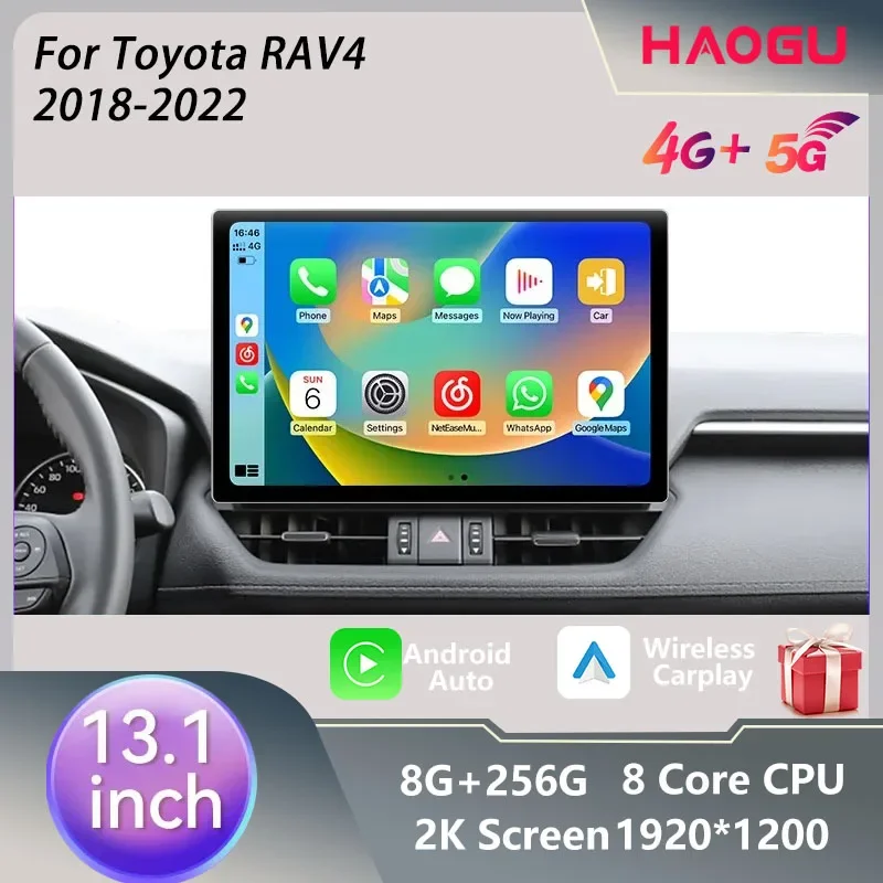 13 1-дюймовый Android для Toyota RAV4 2018-2022 Автомобильный радиоприемник DVD Мультимедийный