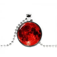 2022 new blood red moon pendant necklace nebula astrology gothic galaxy outer space mens womens glass cabochon jewelry gifts