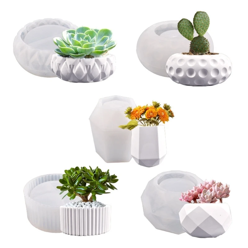 

Flower Pot Silicone Molds Succulent Plant Planter Pot Mould DIY Craft Molds Polygonal Shape Plant Molds Handmade Craft