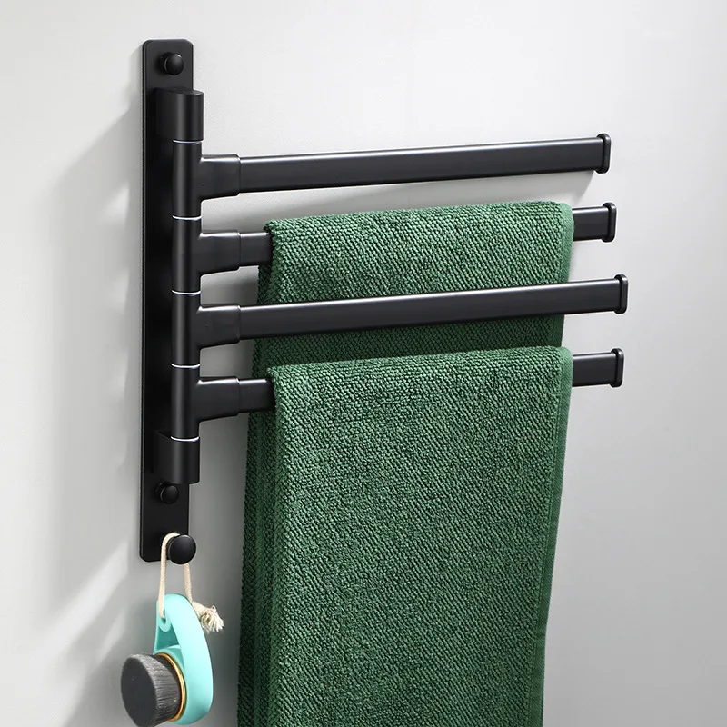

Towel Black Bar Towel Rotating Bathroom Bar Space Towel Bathroom 2-5 Aluminum Square Movable Bars Rack Rack Rack
