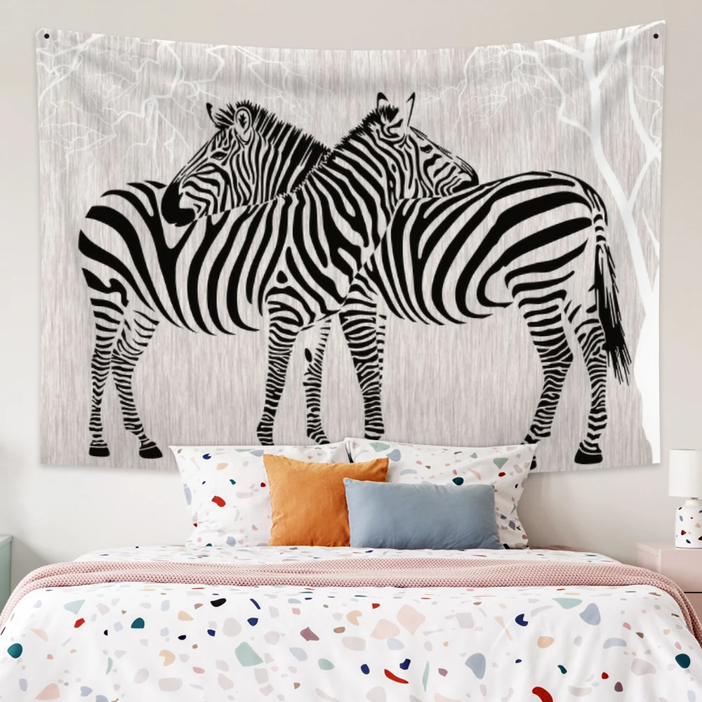 

Black And White Striped Zebra Tapestry Wall Hanging Carpet For Bedroom Living Room Dorm Tapestries Art Home Decoration