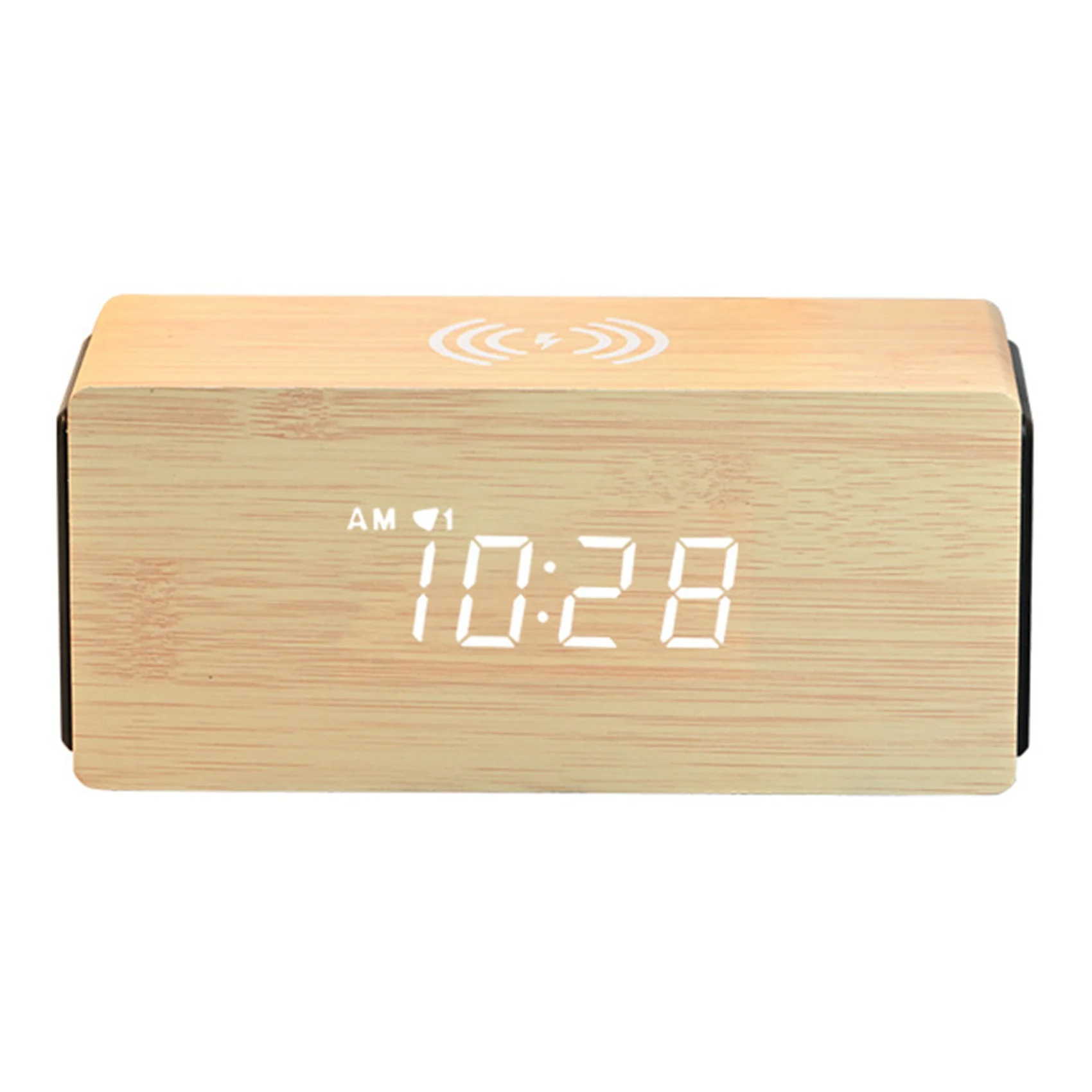 

15W Smart Phone Fast Charging Bluetooth Audio Computer Speaker Snooze Electronic Clock LED Clock (Bamboo Wood Color)