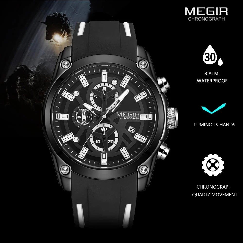 

MEGIR 2020 Blau Sport Uhren für Männer Top Marke Luxus Chronograph Mann Uhr Military Quarz Uhren Luminous Relogio Masculino