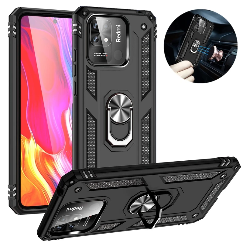 

Чехол для Xiaomi Redmi 10C, армированный автомобильный магнитный держатель-кольцо, подставка, чехол для телефона Xiaomi Redmi 10C 10 C Redmi10C, задняя крышка 6,71...