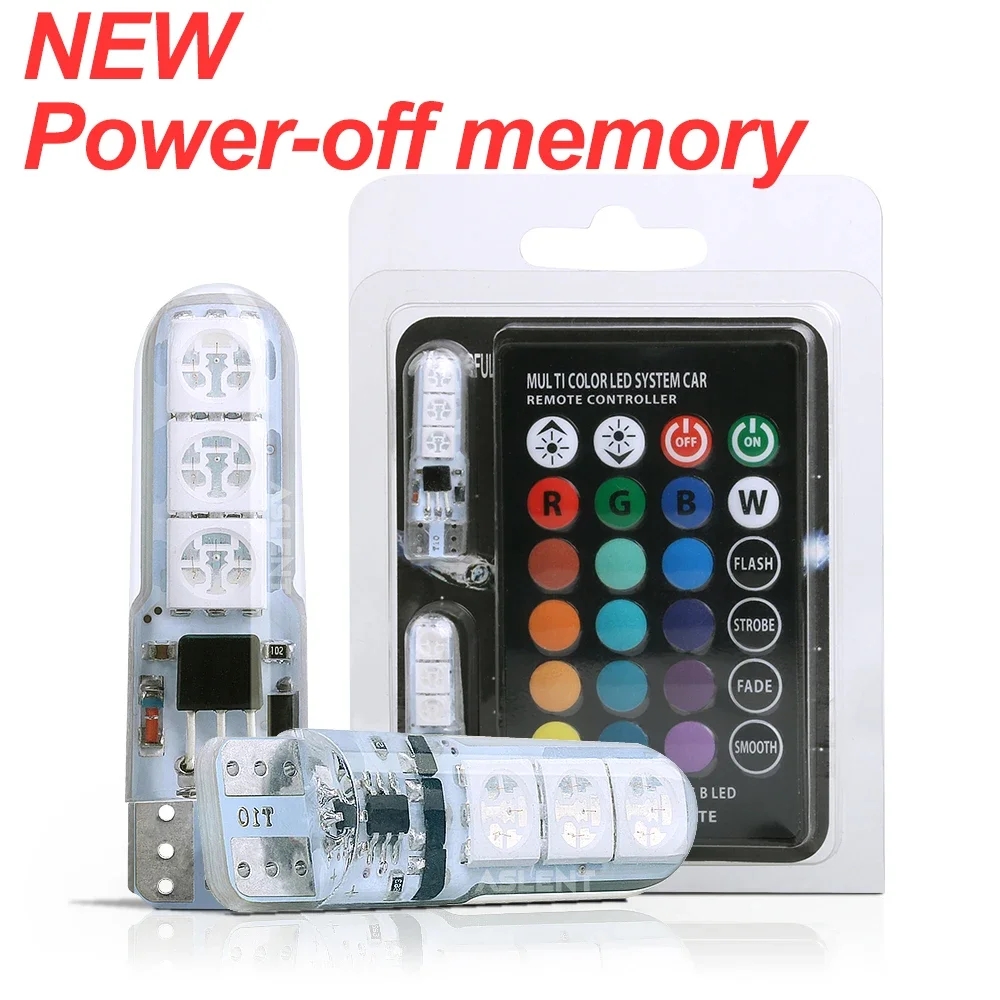 1 комплект с функцией памяти T10 W5w RGB светодиодная лампа дистанционным управлением