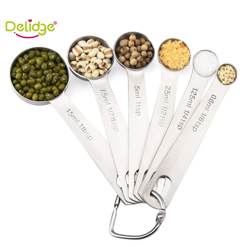 

6 PCS/Set Multipurpose Food Grade Stainless Steel Measuring Spoons Coffee Powder Spice Measure Scoop Kitchen Baking Tool