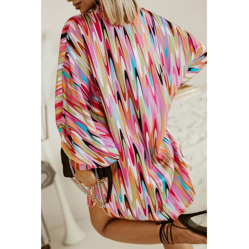 Женская винтажная блузка с длинным рукавом разноцветная рубашка принтом