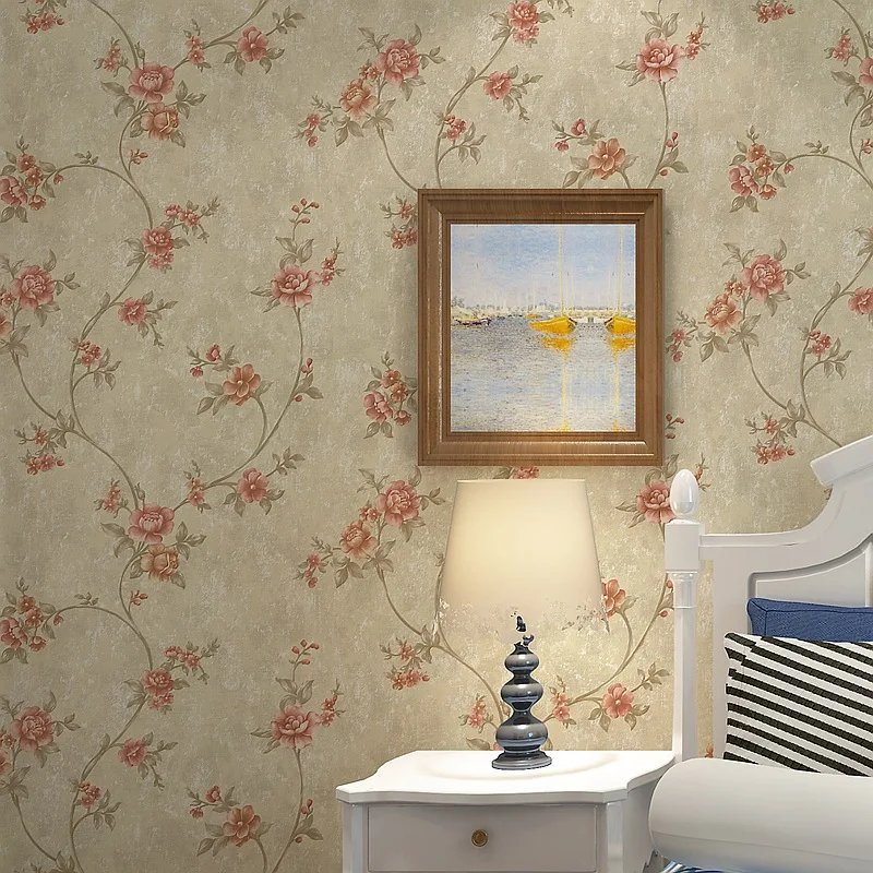 

American Style 3D Pastoral Relief Wallpaper, Bedroom, Living Room, Beauty Salon, Retro Vine Flower Embossed Wallpaper